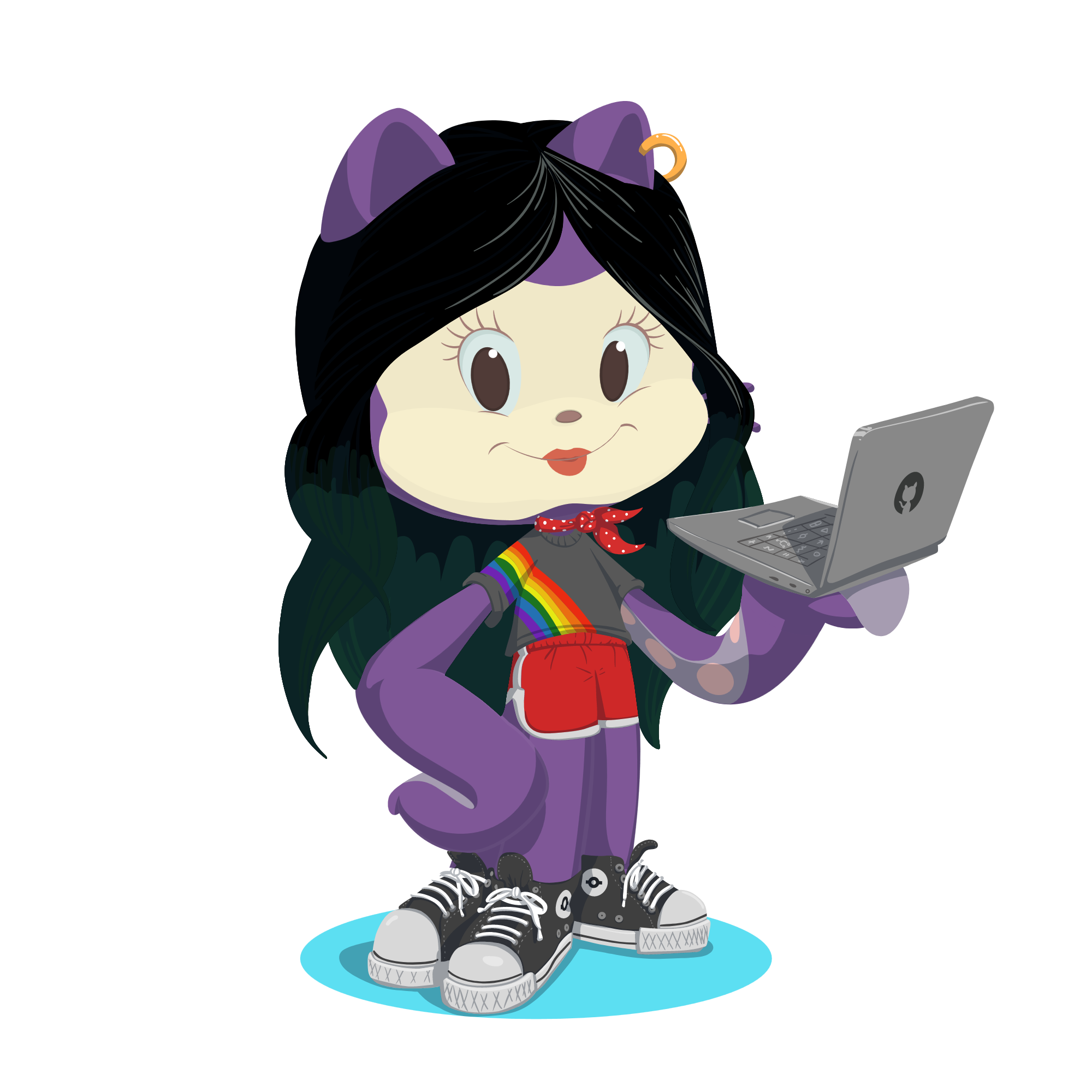 A stylized version of Nicolette as an Octocat(Github mascot).